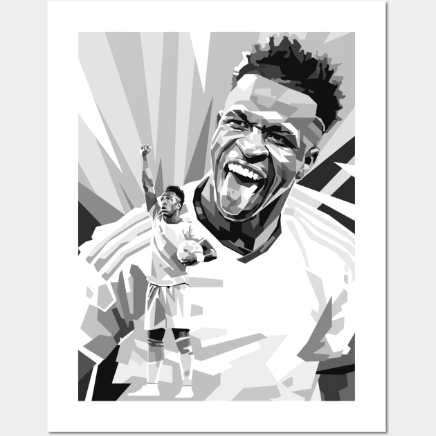 Vinicius jr greyscale illustration Wall Art by RJWLTG